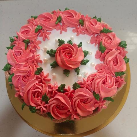 Pink rose cream cake